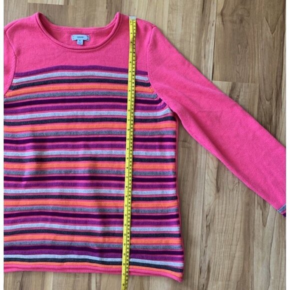 IZOD Woman's Sweater Size XL Fuchsia Pink Striped Knit Long Sleeve New - Picture 8 of 14